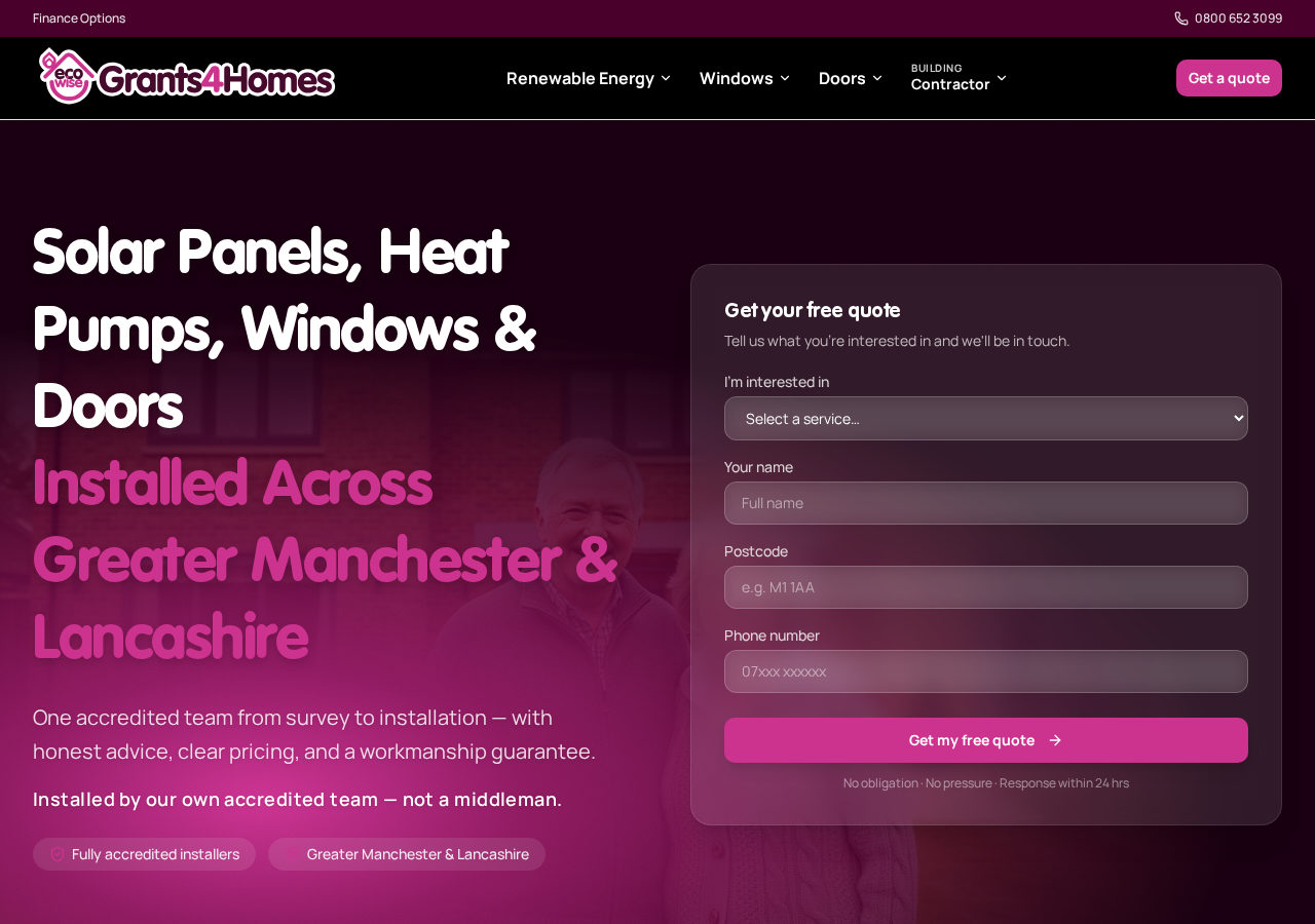 EcoWise Grants 4 Homes website homepage shown on desktop